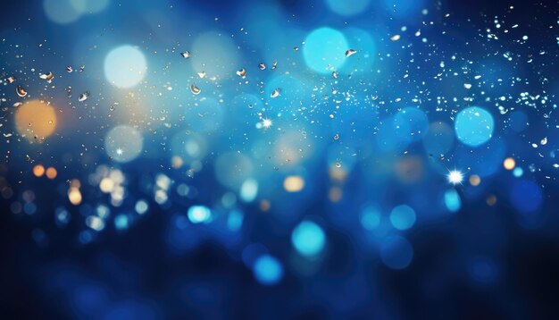 Neon Blue Abstract Sparkles Bokeh Background