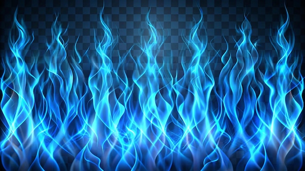 neon blue flames dancing in a pattern on transparent background 4k hd