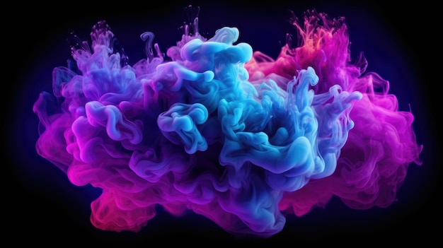 Neon blue and purple colorful smoke clouds Generative AI