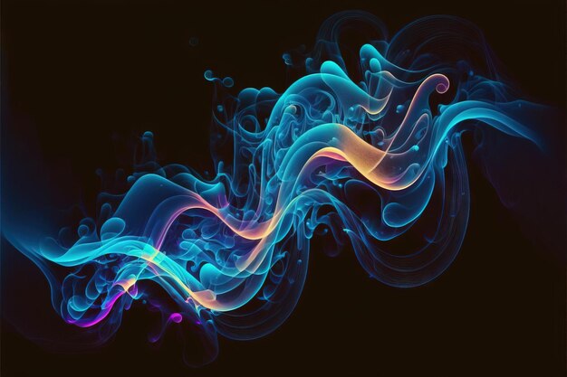 Neon Blue Wavy Wallpaper generative ai