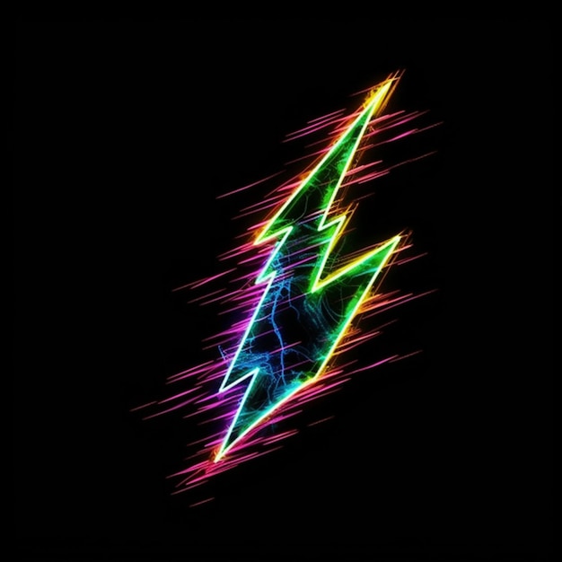 A neon bolt with the word lightning on it