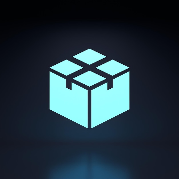 neon box icon 3d render illustration