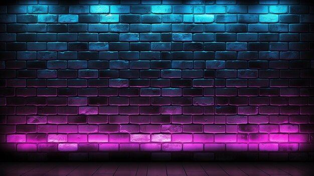 Neon brick wall background hd 8k wallpaper stock photographic image