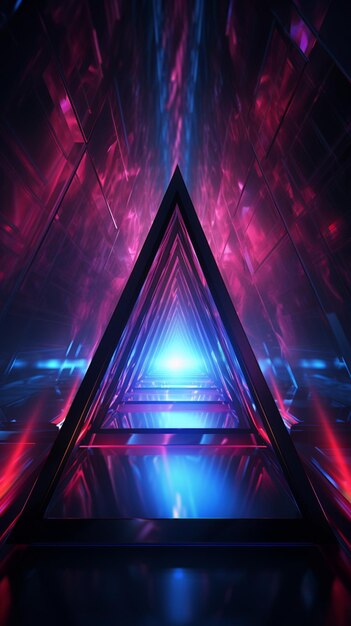 Neon brilliance Geometric triangles in laser light form stunning wallpapers and backgrounds Vertical