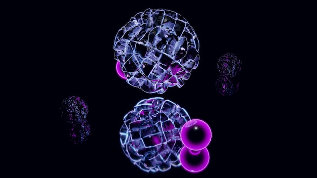 Фото Неоновые пузыри в темноте 4k uhd 3d иллюстрация