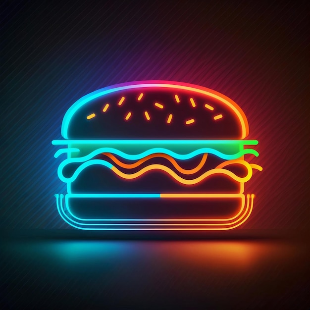 Photo neon burger illustration