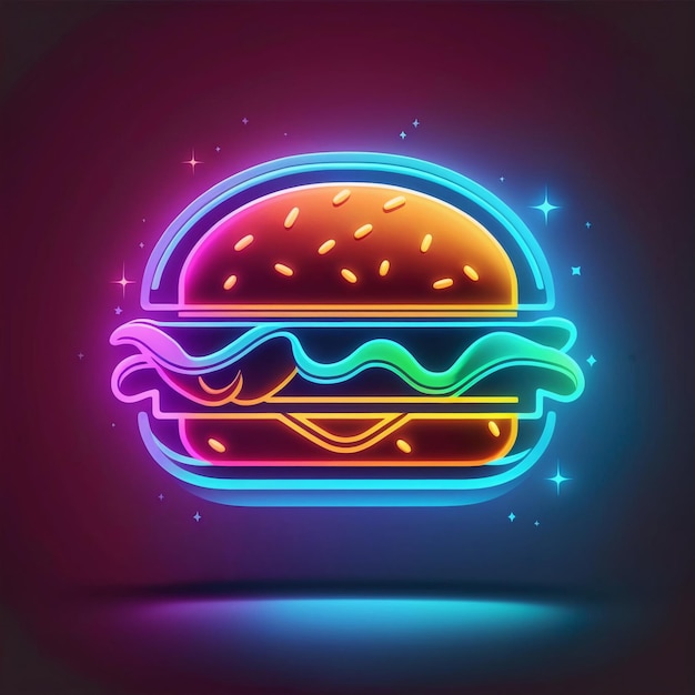 Photo neon burger illustration