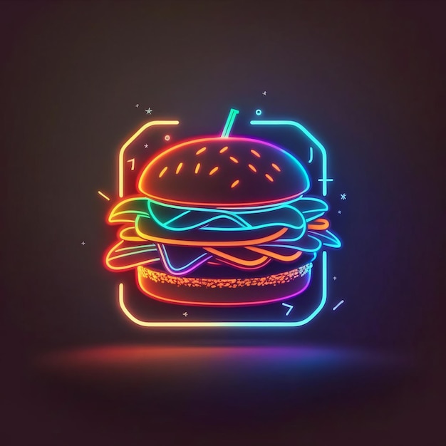 Photo neon burger illustration