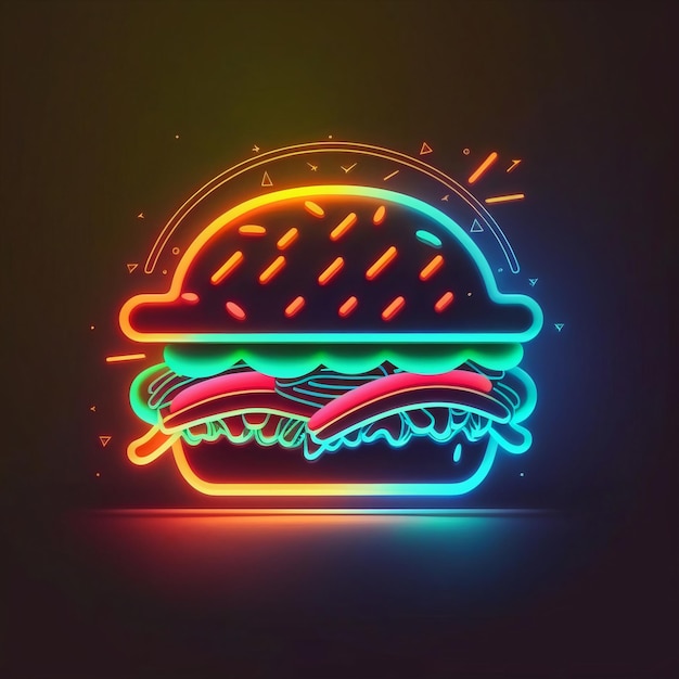 Photo neon burger illustration