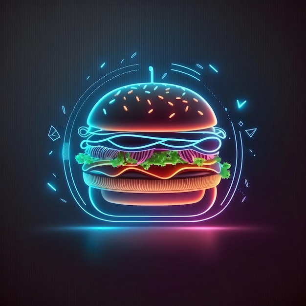 Photo neon burger illustration