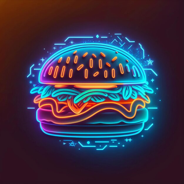 Photo neon burger illustration