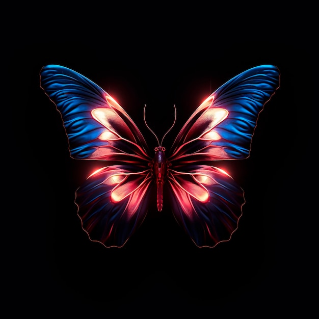 Neon butterfly isolated on a black background