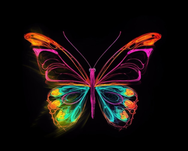 Neon Butterfly Paint a butterfly in neon colors capturing Generative Ai