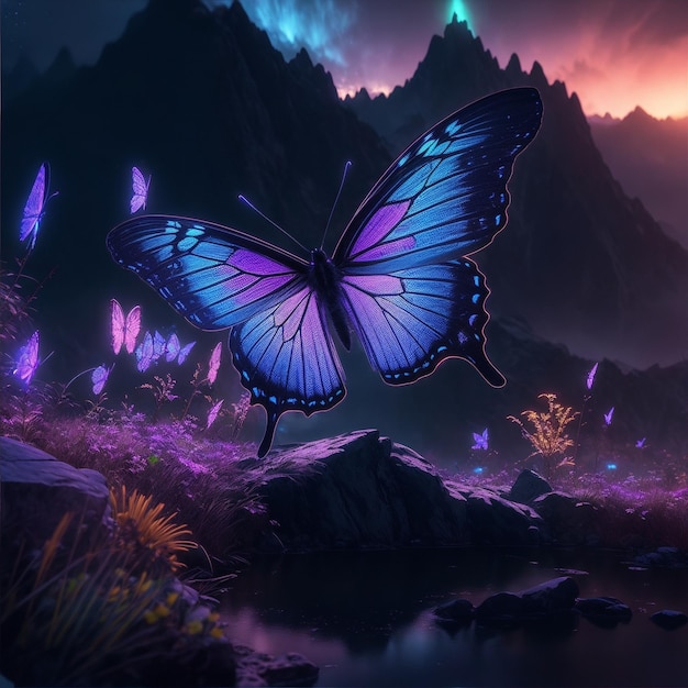 neon butterfly wallpaper