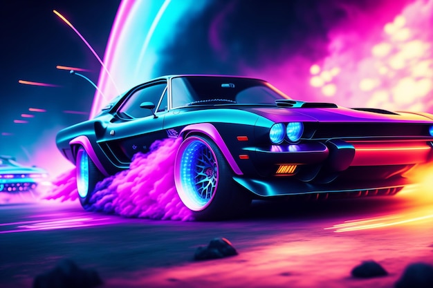 Neon car