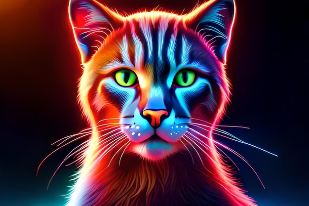 Photo neon cat scifi neon cat