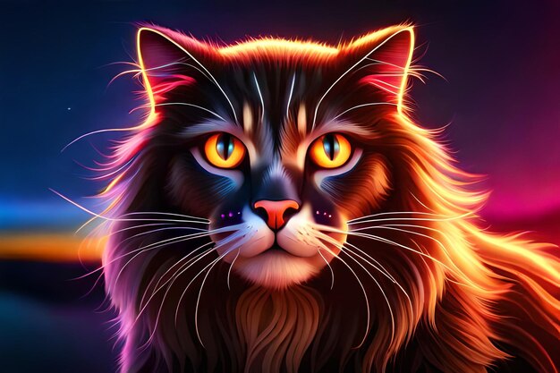 Photo neon cat scifi neon cat