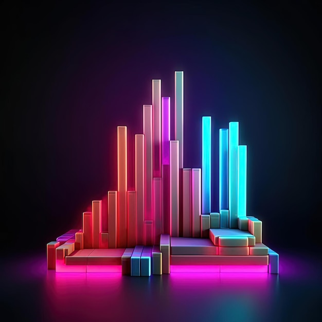 neon chart background 3d illustration