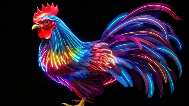 Photo neon chicken bird