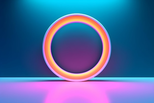 Neon circle on a blue background