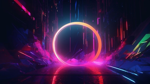 Neon circle on a dark background