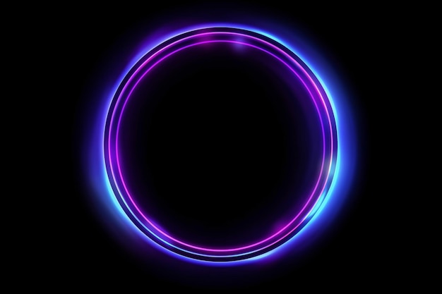 A neon circle with a blue circle in the middle.