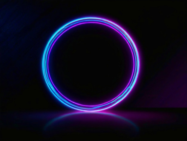 neon circle with light effect on black background