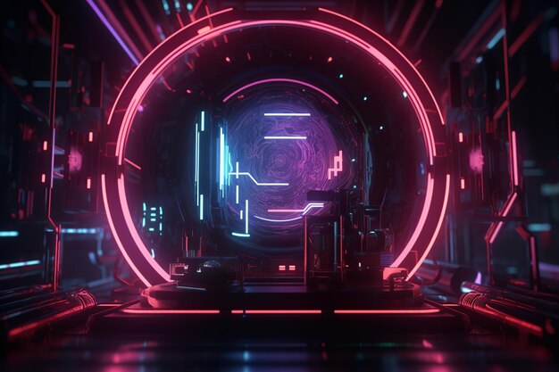 A neon circle with the number 3 on it