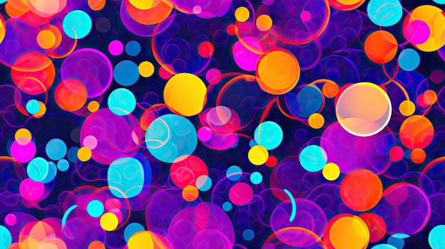 Neon circles modern and vibrant techno inspired pixel pattern