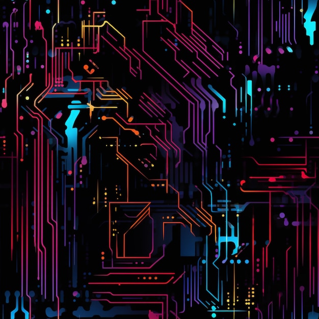 Neon Circuitry Art AI generated