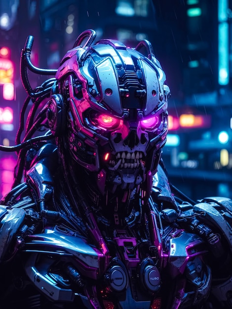 Neon city cyborg