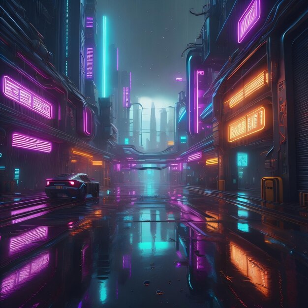 Premium AI Image Neon City Night