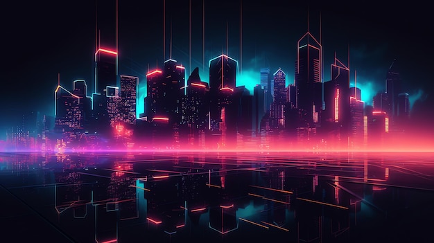 A neon city in the night