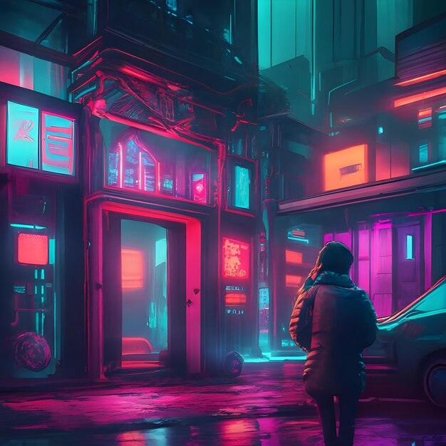 Foto neon city's nachts