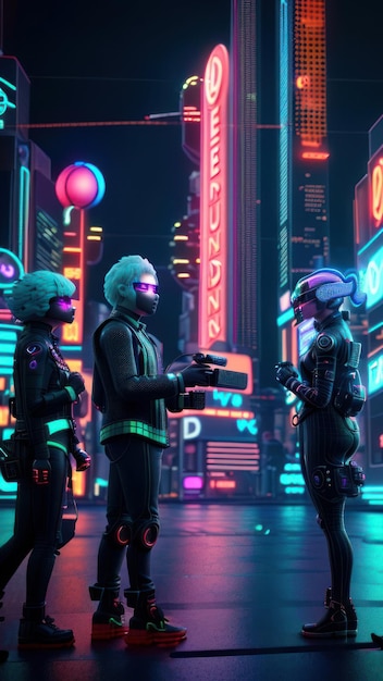 A neon city with a sign that says'alien '