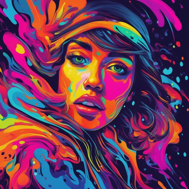 A neon cityscape woman portrait background art