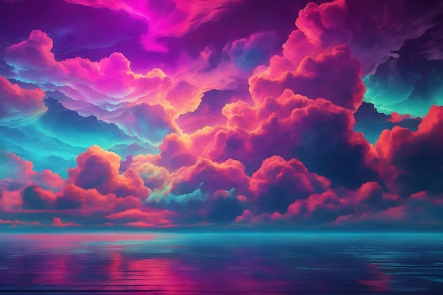 Neon Clouds Background Clouds Background ai generated