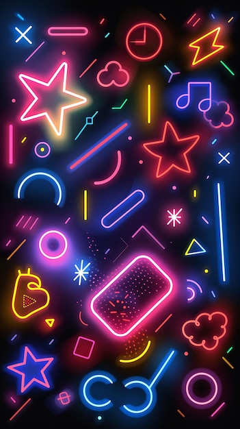 Neon Collage Creative Fusion of Collage Art Y2K Shape Digital Elements and Vibrant Imagery Clipart