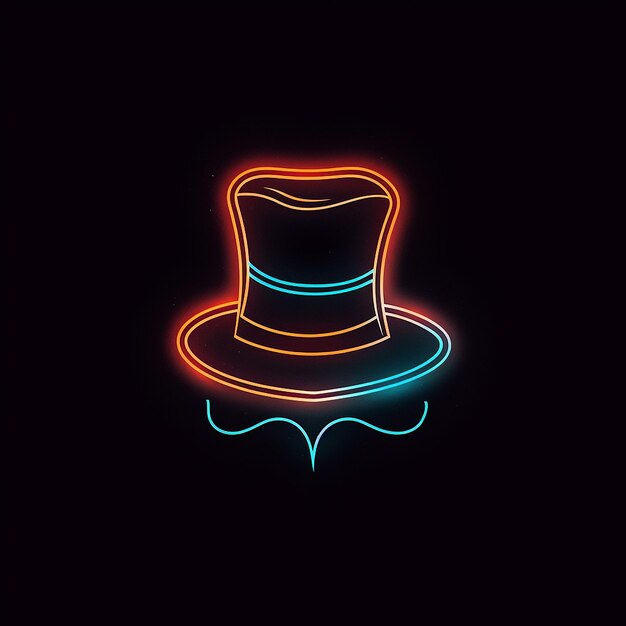 Фото Неоновый цвет fedora hat дизайн шапок и абстрактный дизайн игр neon