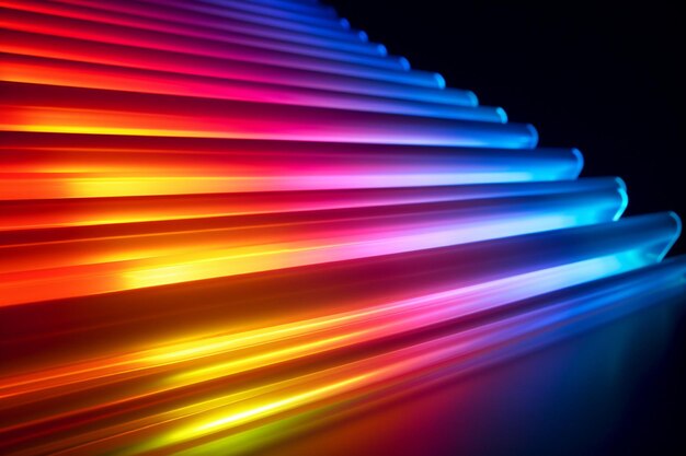 Foto tubo a strisce color neon all'angolo dello sfondo