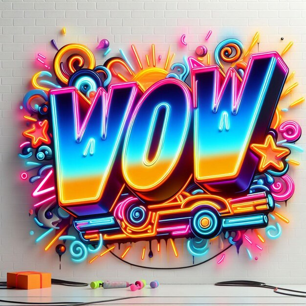 neon color wow sticker sign