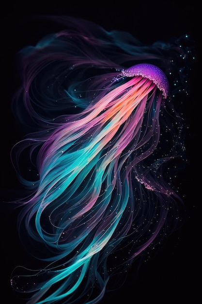 Neon colorful jellyfish Generative AI