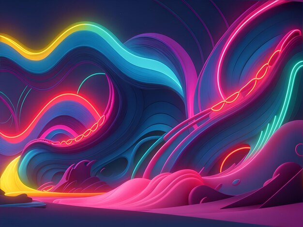 Neon colorful waves background