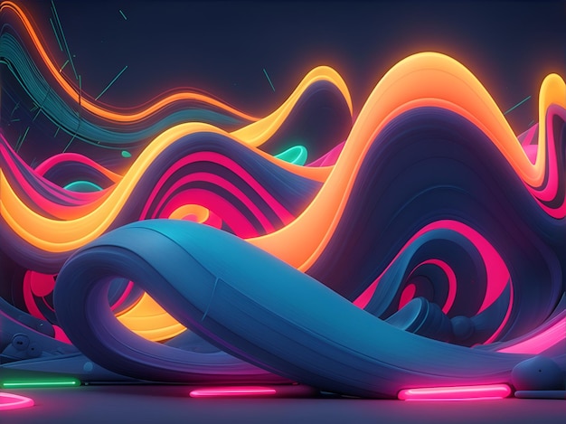 Neon colorful waves background