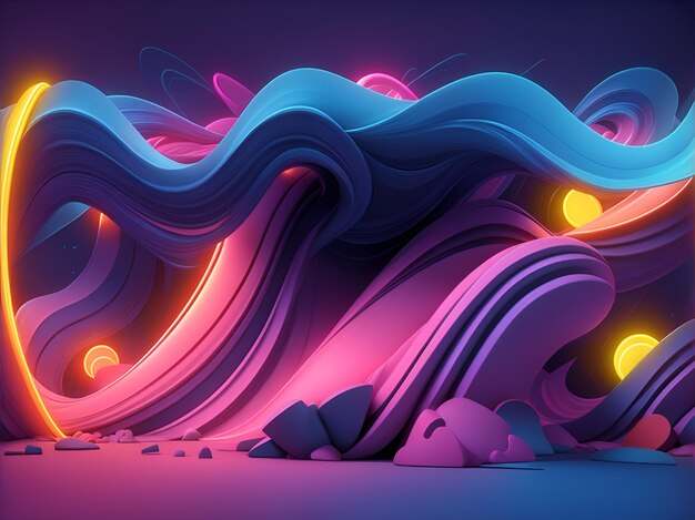 Neon colorful waves background