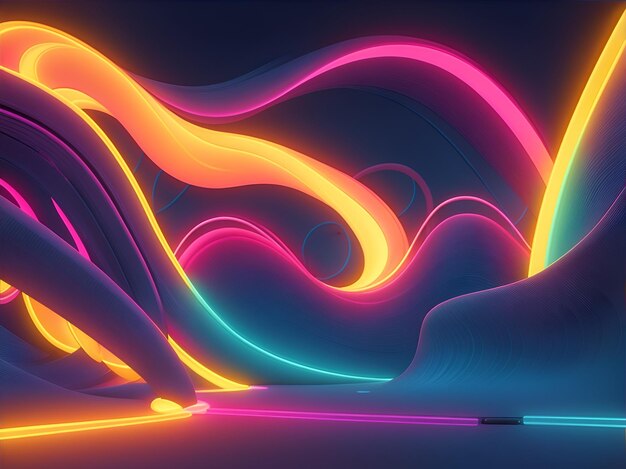 Neon colorful waves background