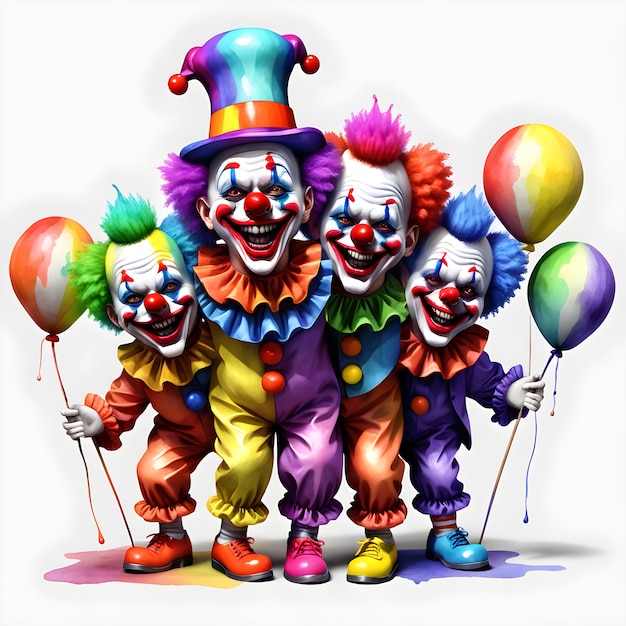 Neon Colors Funny Clown Clipart