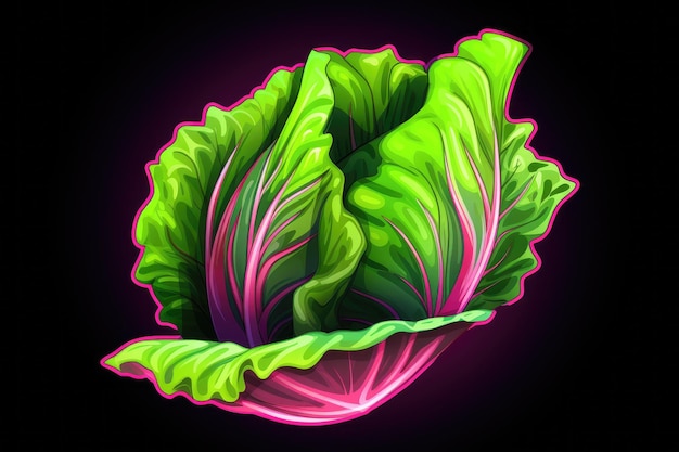 Neon colors lettuce black isolated background