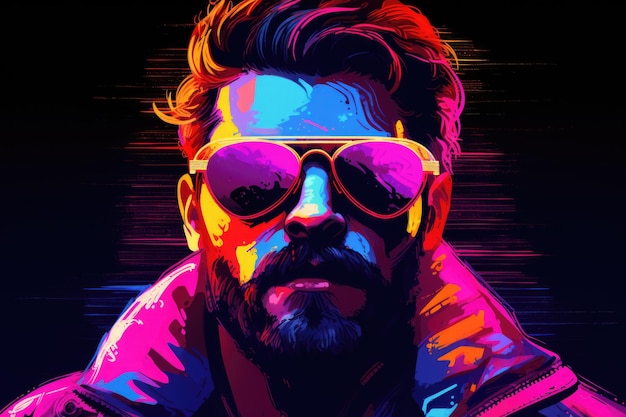 Neon colors man portrait