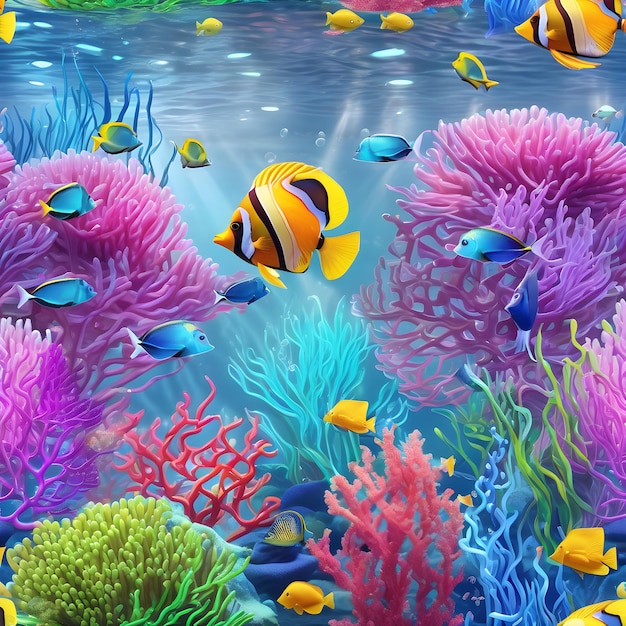 Neon Colors Underwater Landscape Generative AI